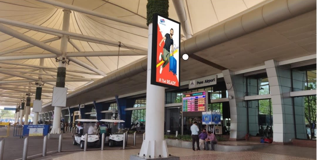 Pune Airport- Outside Area Advertising-Back Lit Panel - Outside Exit gate on Pillar - 4 W x 8 H Ft