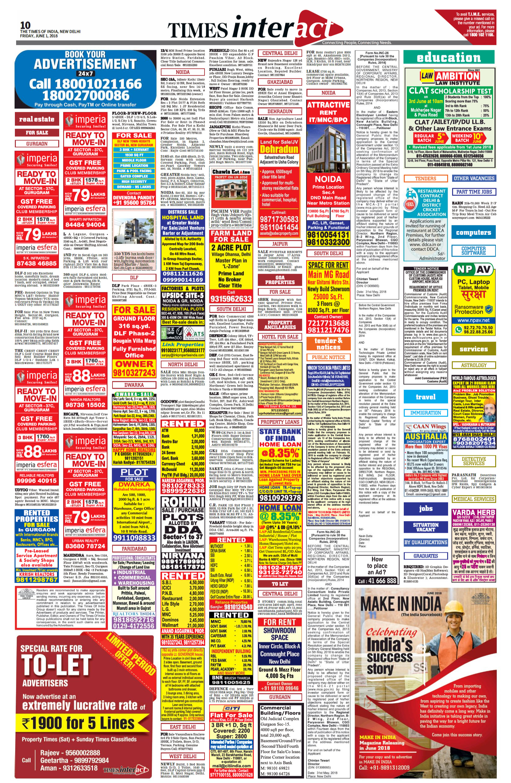 Times Of India Hyderabad-Classified Advertising-Option 1