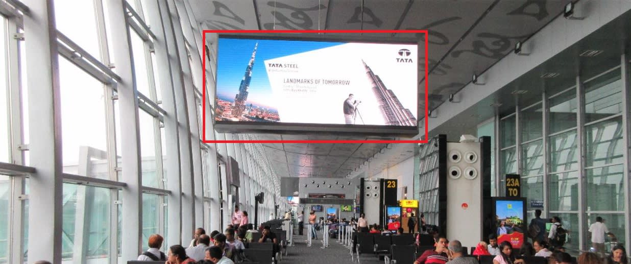 Kolkata Airport-Departure Area Advertising-Digital Walls - Security Hold Area - 18 W x 8 H Ft