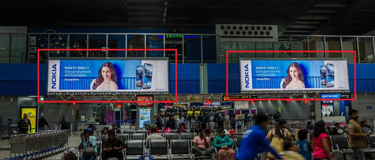Kolkata Airport-Departure Area Advertising-Light Box - Approach to Terminal, Above Gate No 2 - 30 W x 8 H Ft