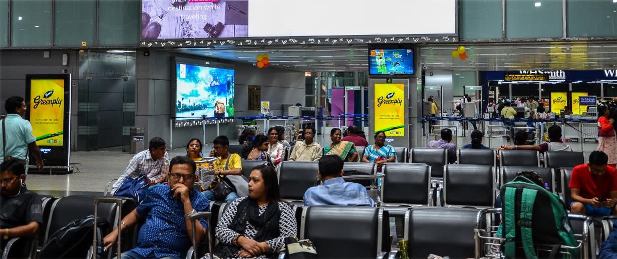 Kolkata Airport-Departure Area Advertising-Digital Pods - Check-in Counter, Security Gates - 65 Inch