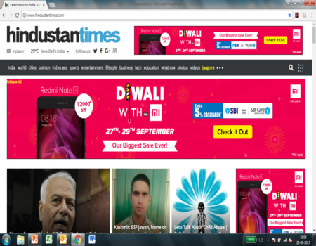 Hindustan Times, Website - RoadBlock Advertising