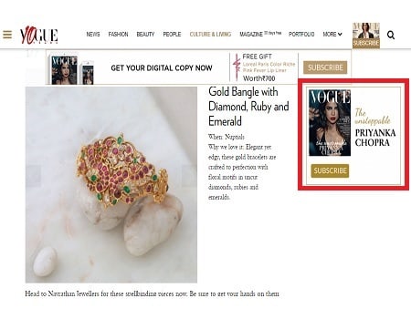 Vogue, Website - Banner  Mrec Advertising