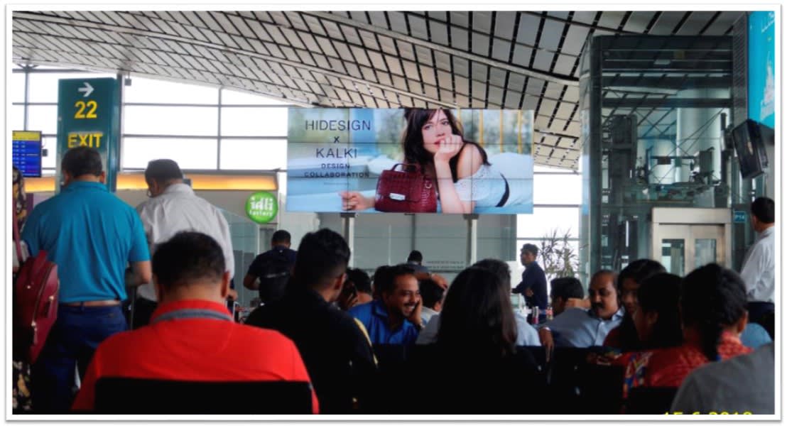 Hyderabad Airport-Digital Screen Package Advertising-Video Wall While Full Ad Is Running - Domestic & International Departures & Airport Village - 16 W x 7 H Ft.