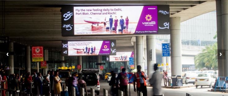 Kolkata Airport-Outside Area Advertising-Digital Walls - 24 W x 8 H Ft - Near Pick Up Canopy Waiting Area