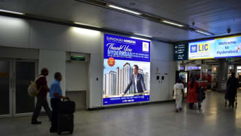 Hyderabad Airport- Arrival Area Advertising-Back Lit Panel - 10 W x 11 H Ft - Baggage Claim Area