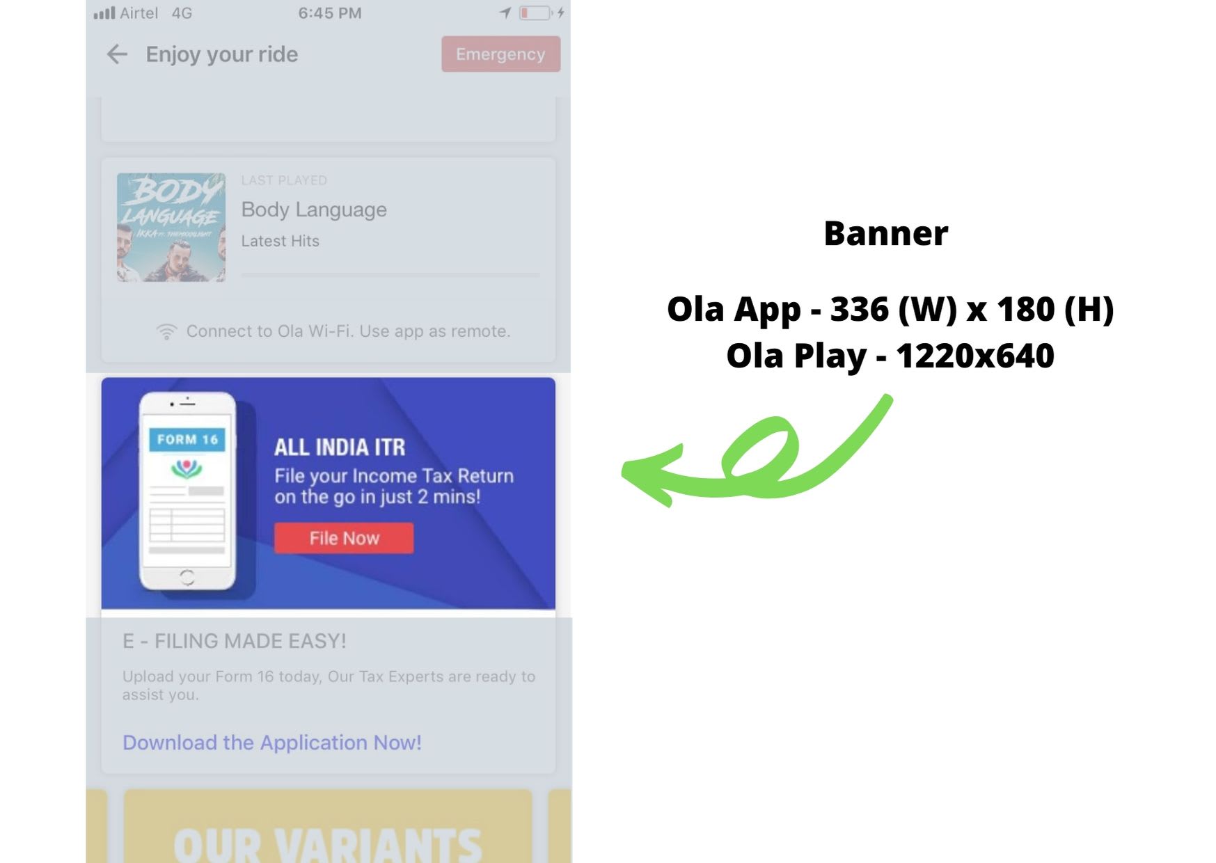 OLA, App - Banner Advertising Option 2