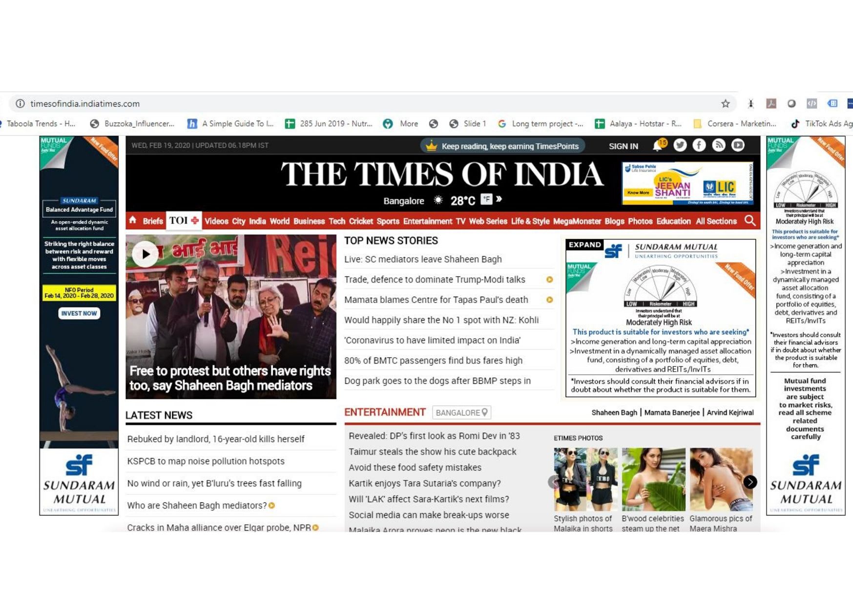 Times of India - Banner Advertising - Option 1
