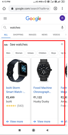 Google Search- Shopping Advertising-Option 1