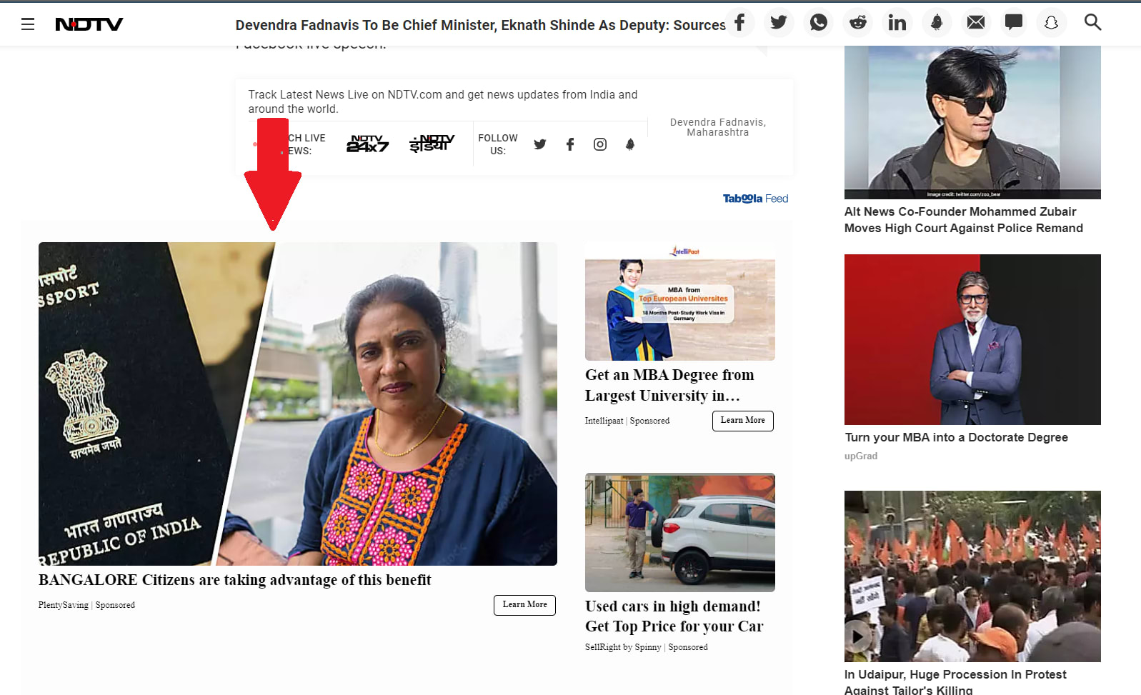 NDTV Article Advertising