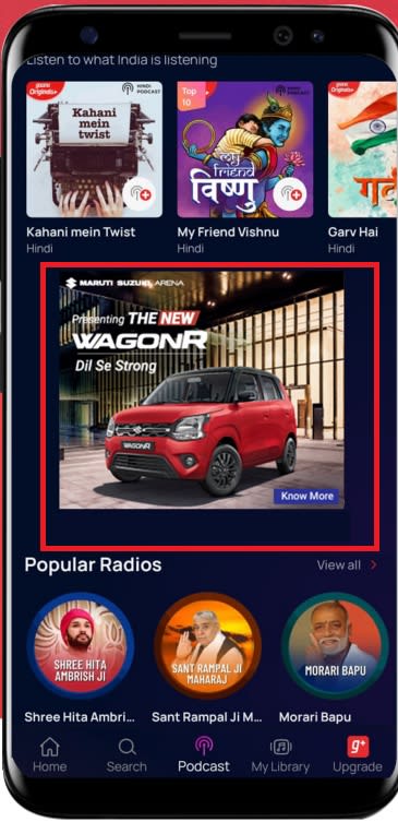 Gaana - Native Banner Advertising