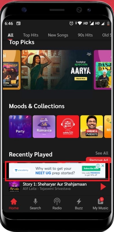 Gaana - Bottom Banner Advertising