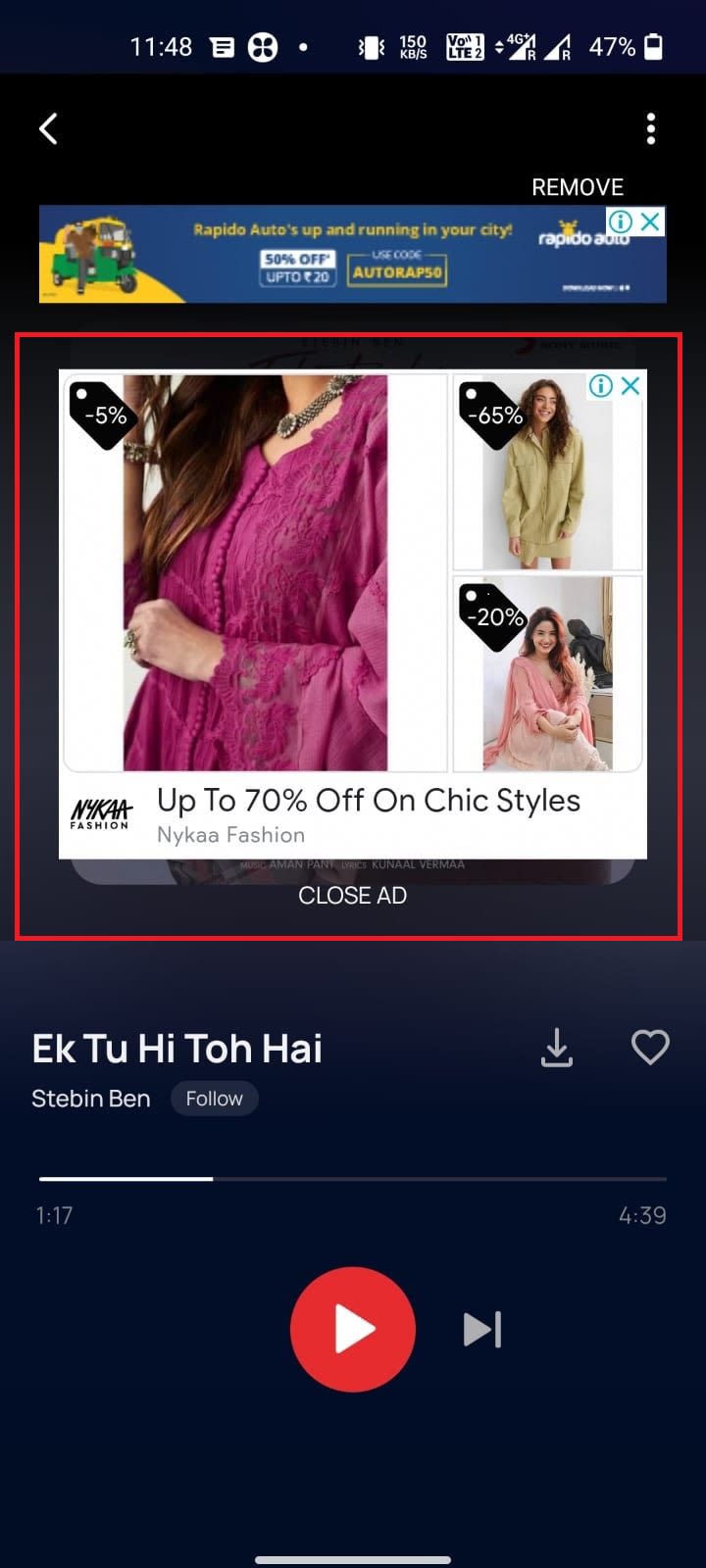 Gaana - Standard Banner Advertising