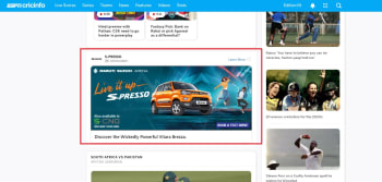 Cricinfo Native Banner Advertising