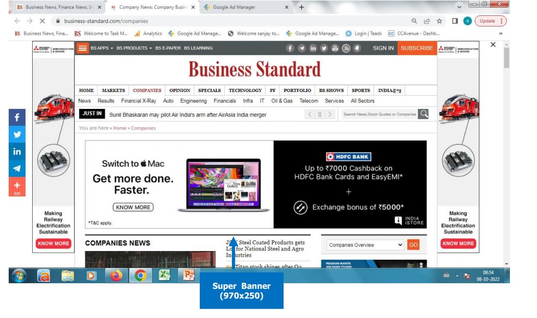 Business Standard - Banner Advertising