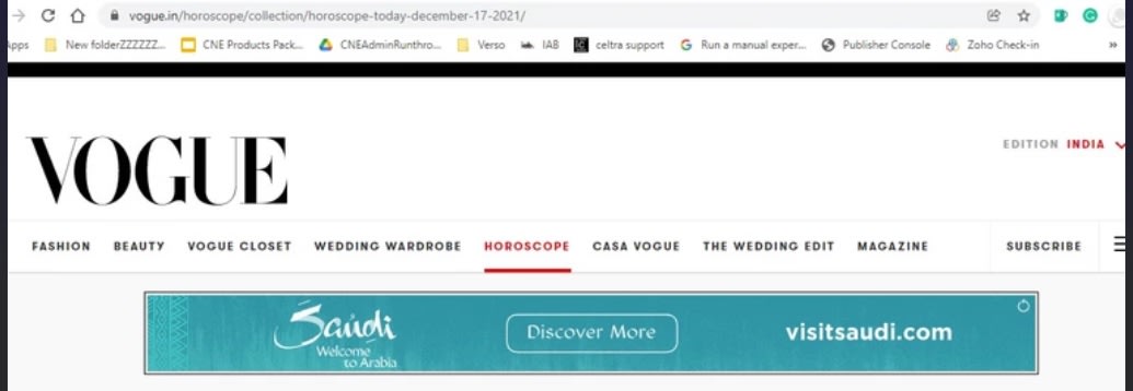Vogue, Website - Standard Banner