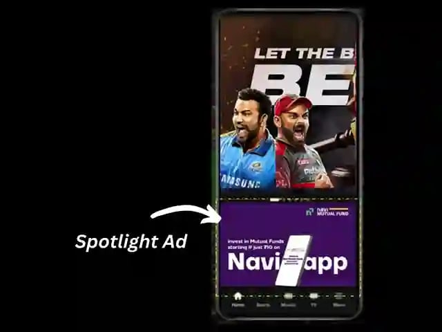 Spotlight Ad on jio cinema reference