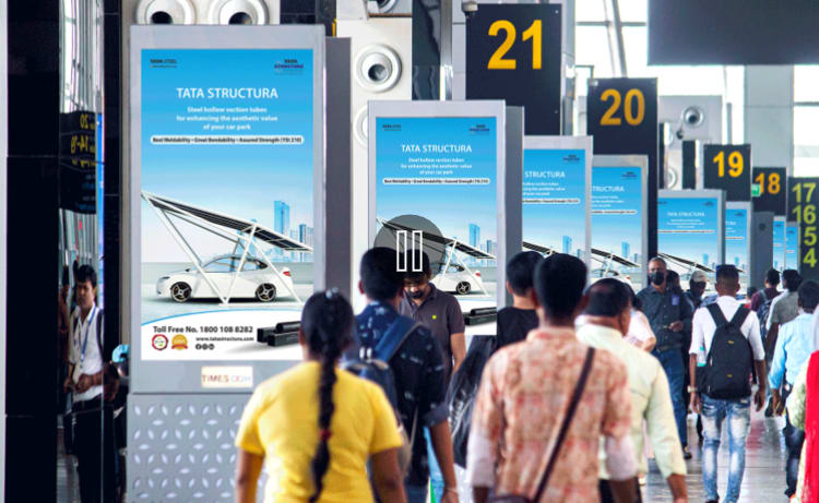 Kolkata Airport-Departure Area Advertising-Digital Pods - Check-in Counter, Security Gates - 65 Inch