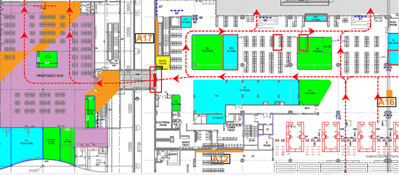Security Hold Area, First Floor way to extended SHA